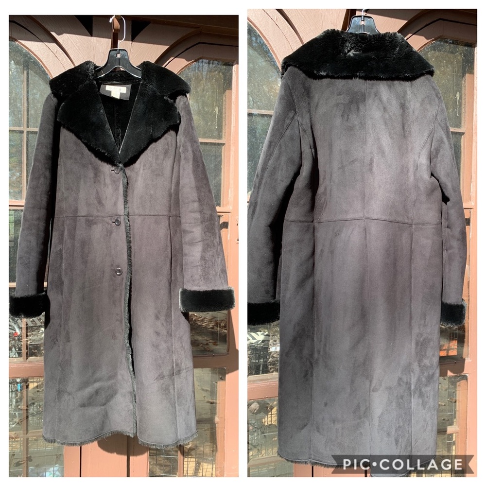 Brooks Brothers Black Faux Shearling Coat medium